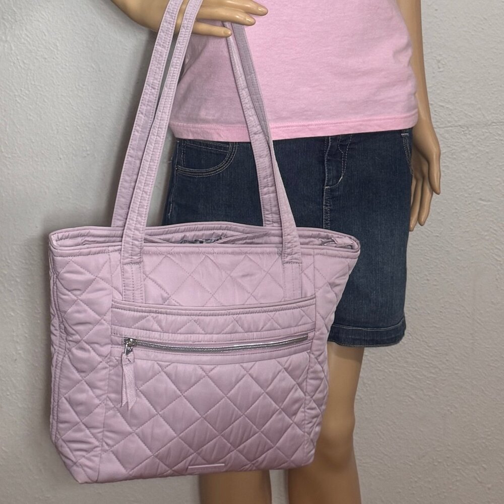 Vera Bradley Small Vera Tote in Performance Twill Hydrangea Pink - Picture 7 of 10